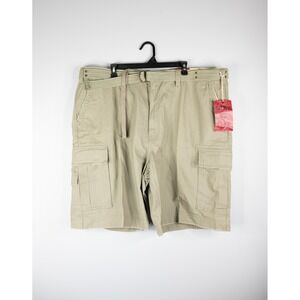 626 Blue Vtg Surplus Cargo Shorts Mens 48 Khaki Tan NEW Big & Tall Belted Cotton